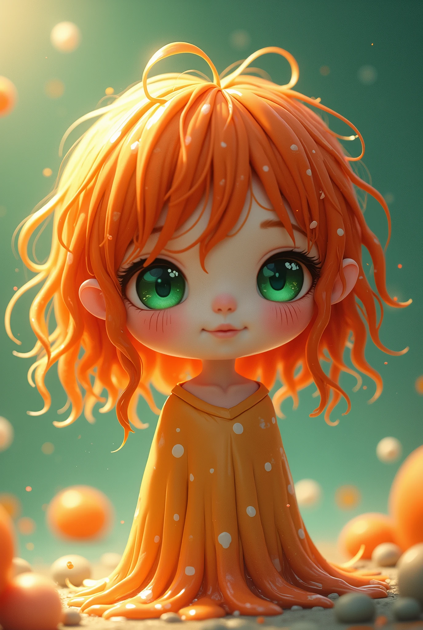work of art, best qualityer, high détail, conceptual artwork, (Japanese cartoons:0.55), (NSFW:0.55), baby face,shining skin, shining skin, shining skin,greeneyes,extended colors,colorfully,(((russet hair com  tinta líquida:1.1))), russet hair | russet hair| russet hair | russet hair | russet hair| russet hair | russet hair| russet hair brilhante :1.5))), ((Made of ink，not affected by gravity,Thick and runny), (shiny hair: 1.3),
