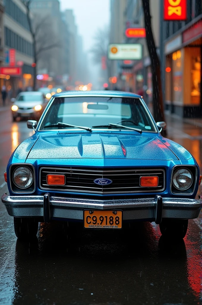 1975 Maverick in the rain 