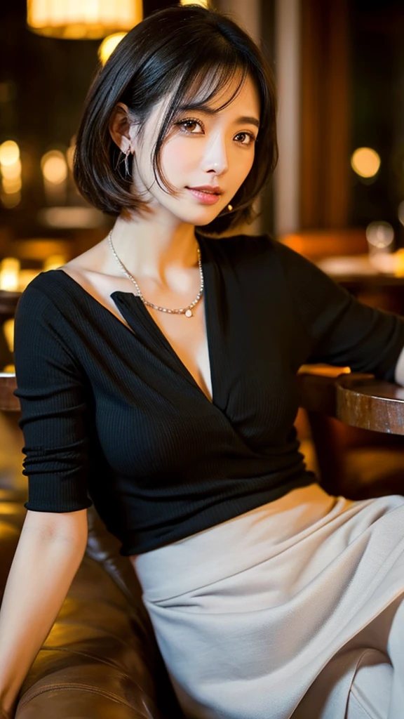 ((beautiful japanese female))、9th class、Masterpiece Top Quality High Resolution , (((A cafe crowded with many customers)))、Bustling cafe terrace、Sit in a chair、long bangs、(messy bun hair)、(Long sleeve blouse)、(Floral skirt)、a necklace、piercings、beauty legs 、As if looking up from below、Ashamed、((Delicate Photos)),(Detailed RAW photos of girls), (masutepiece:1.25), (Best Quality:1.6), (超A high resolution:1.5), (Photorealistic:1.75), 8K resolution, Canon EOS R5, 50 millimeters, absurderes, ultra-detailliert,Cinematic lighting,(((panties slip off)))、(Please open your legs)