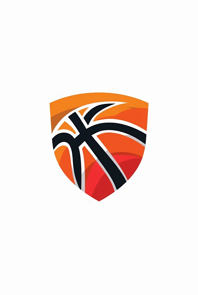 Minimalist logo with red, black and orange colors, a brand of sports equipment that can be used to learn basketball 