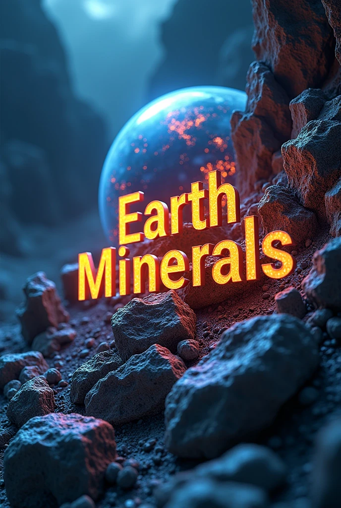 create a digital slogan with the background consisting of geosphere and minerals.

the slogan is :"Earth's compact minerals
helps us humans to make our materials"
