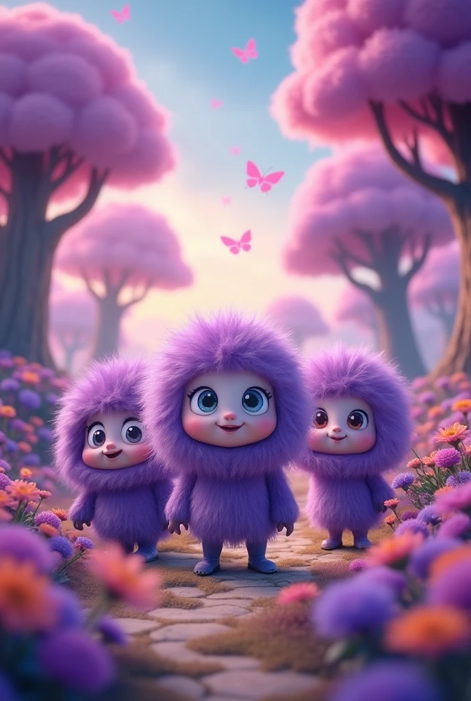 The cute little hero only has cute purple-haired monster friends
