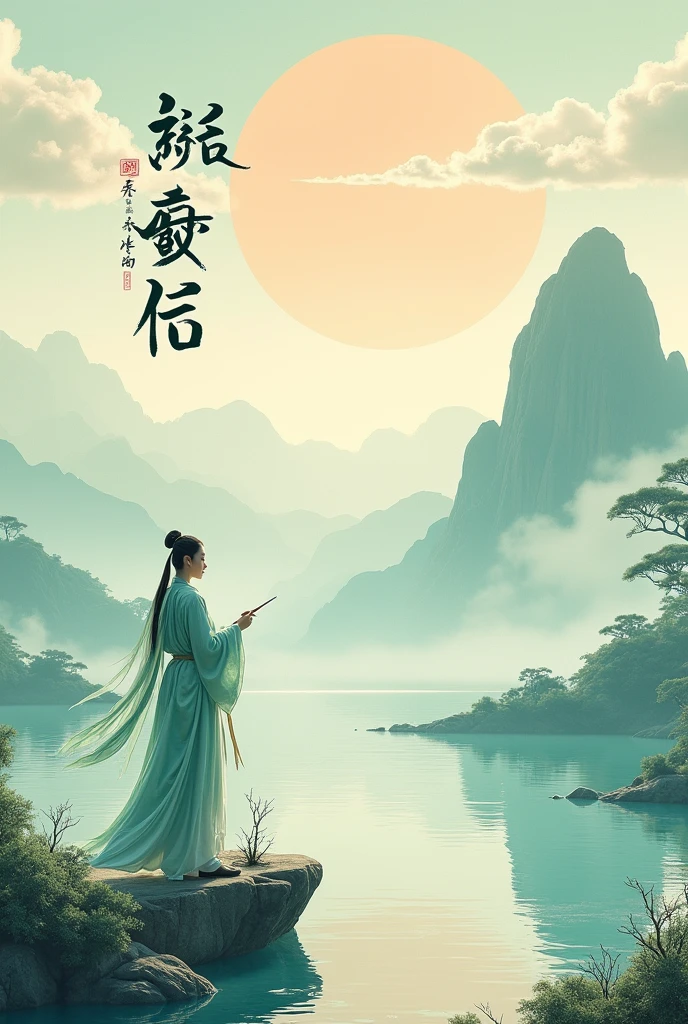 Master of calligraphy artistic conception,3d,Pastel,jade,Octane Rendering,landscape,Auspicious Clouds,Graphic style,8k,CG Rendering、Concept Art。Ultra HD,best quality,Ultra-high-detail image quality,8k分辨率 9:16