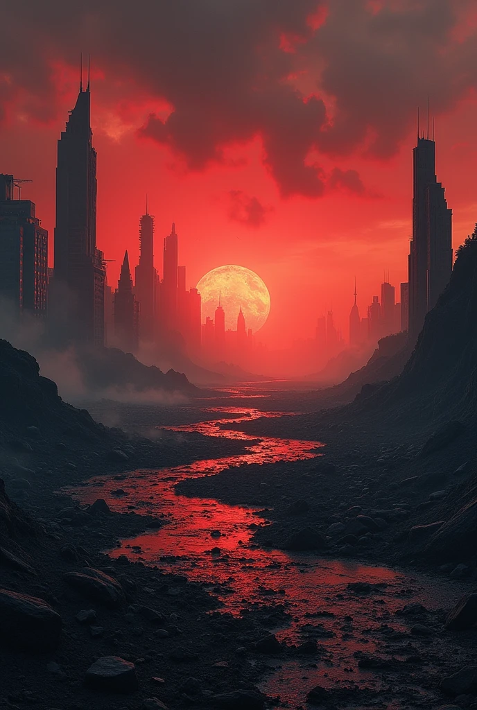 Make an apocalyptic planet earth, destroyed that the area of Europe and Asia is made of black