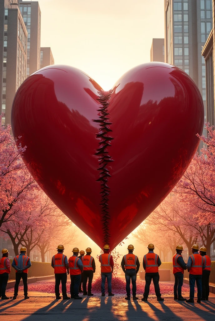You can make a picture where they are preparing to demolish a heart