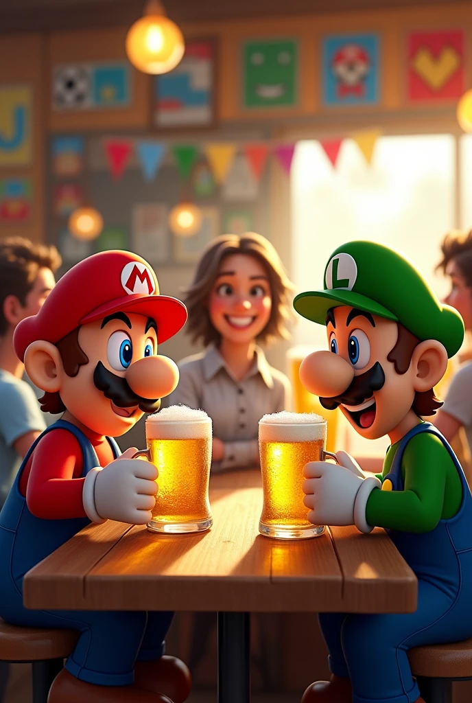 mario bros drinking beer with lamine yamal