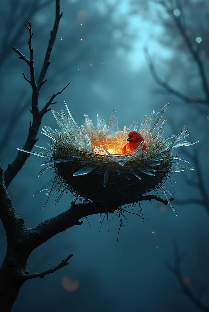 Broken glass nest