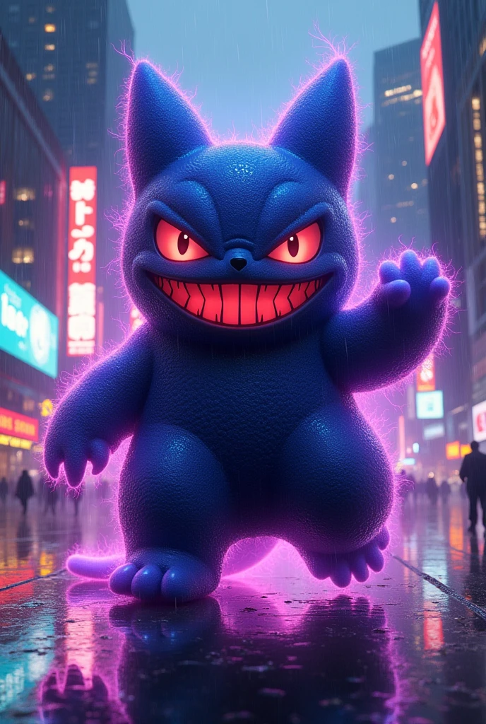 Gengar in pokemon but with cyberpunk style