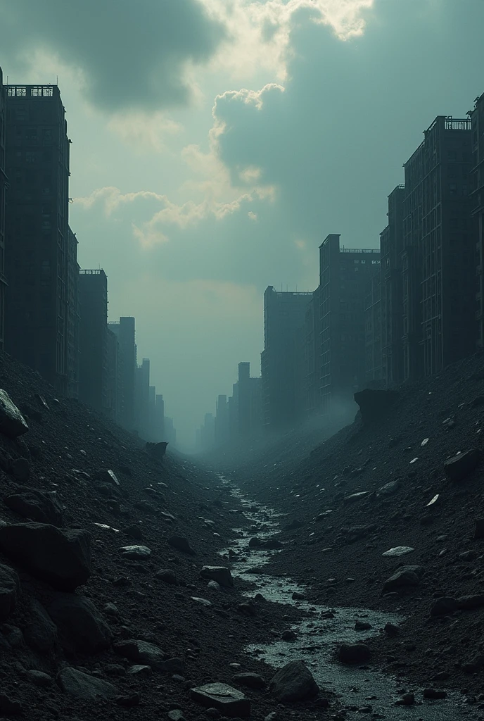 Make an apocalyptic planet earth, destroyed that the area of Europe and Asia is made of black