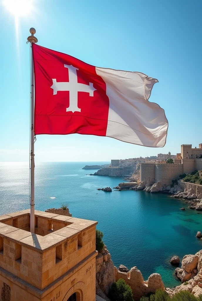 The white and red flag of the independent Kingdom of the Knights of Malta was created on the island of Malta.