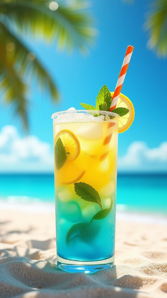 A glass of summer ice drink poster,Text writing SEAART