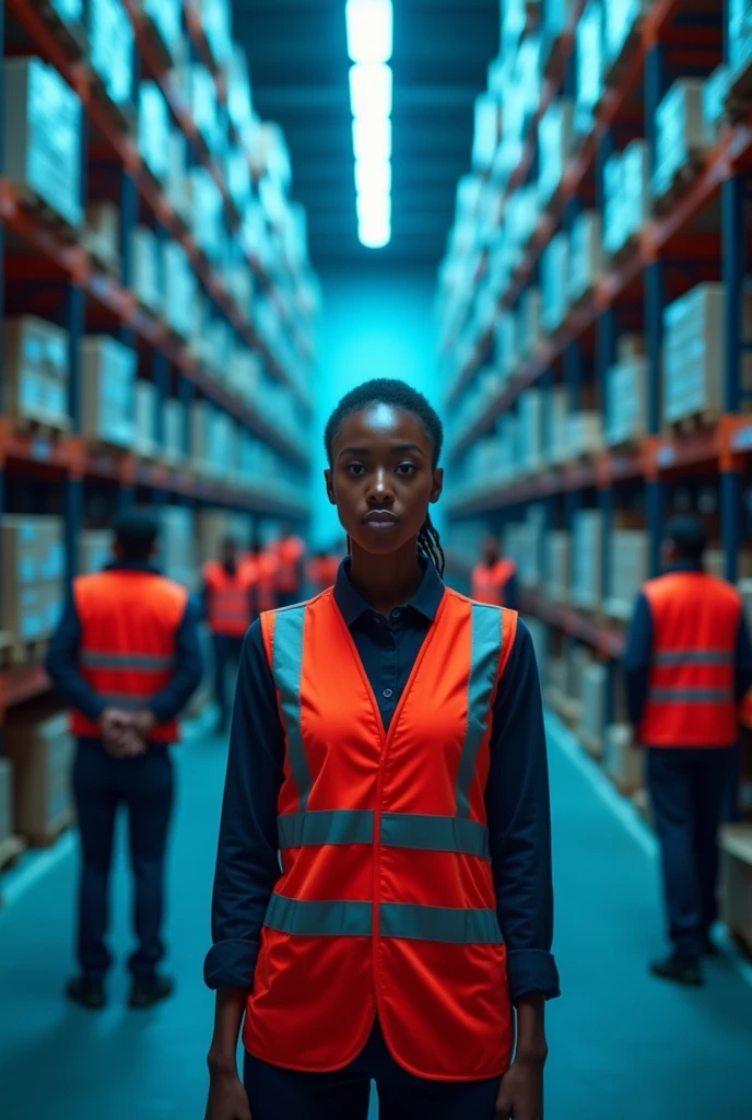 
Cover Concept:

setting: a black woman wearing a red trimmed safety vest, operations manager, leading a team through a detailed scenario, setting is a large warehouse, blue lighting

convey strength and leadership.