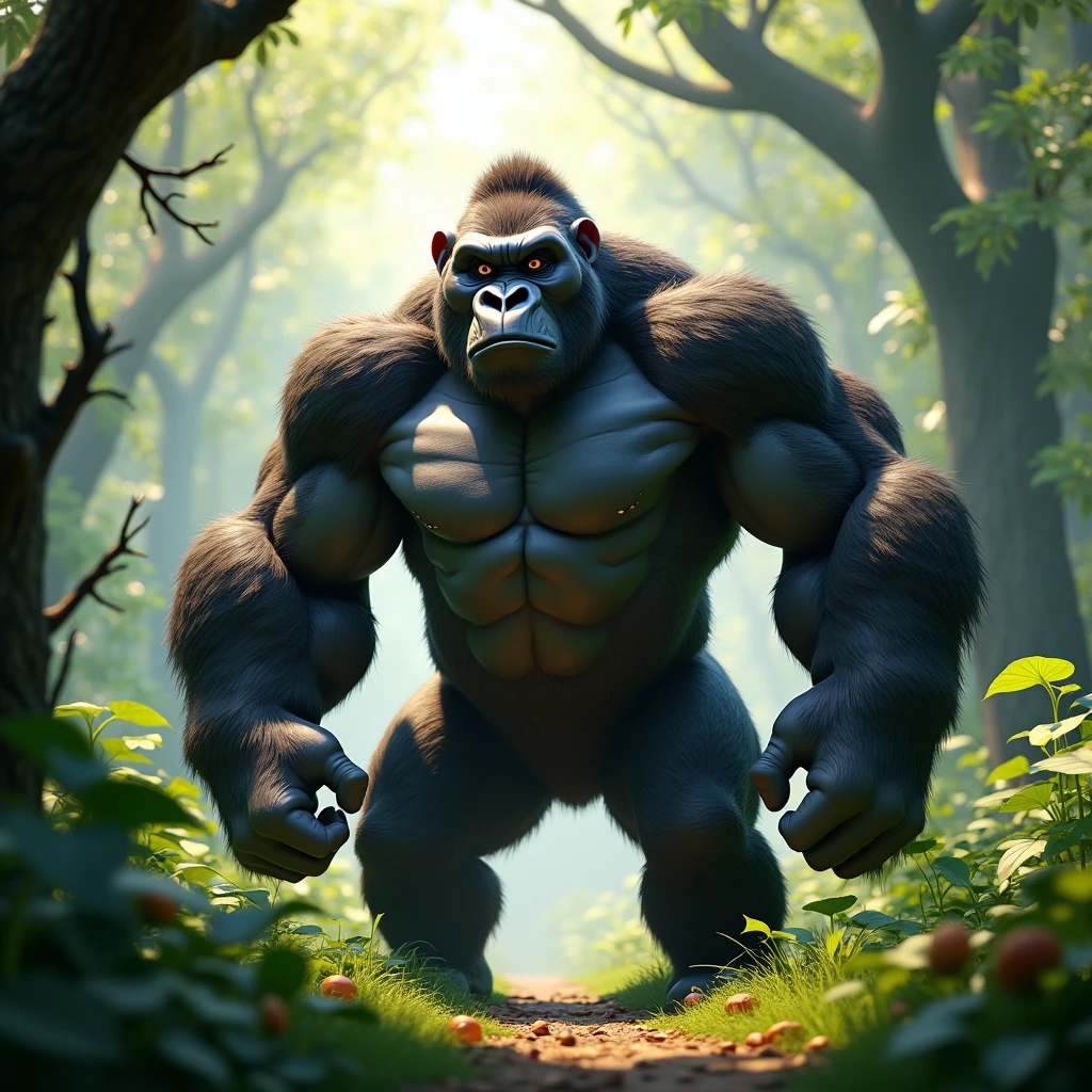 3D Animation、Tough gorilla、Facing forward、