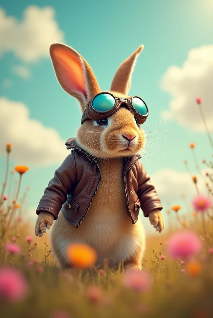 Rabbit dressed as a bottomless aviator