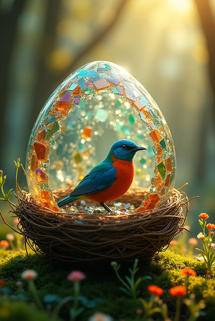 Broken glass nest