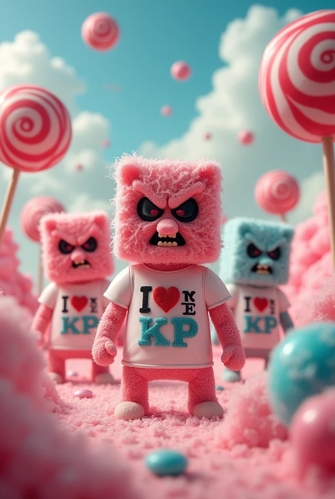 A fearsome Pack of Sugar with a shirt written "I love Free KP"