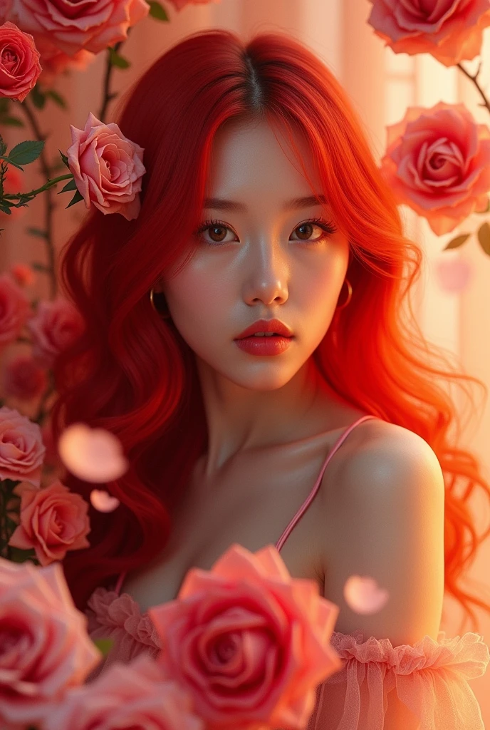 Rose blackpink red hair
