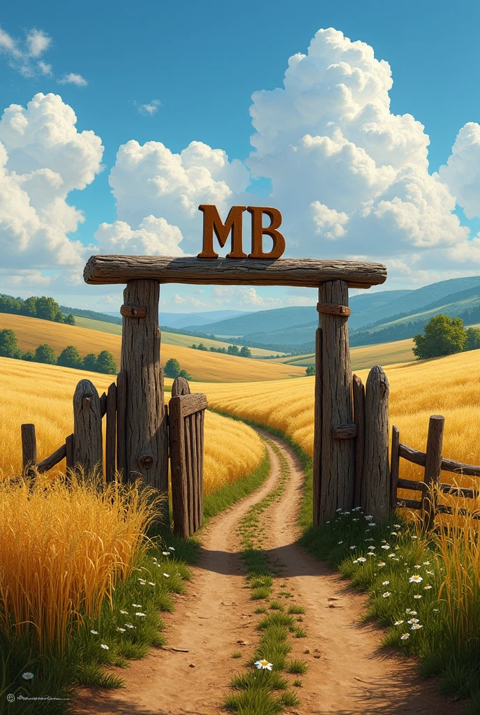 Gate of a farm with the letters MB