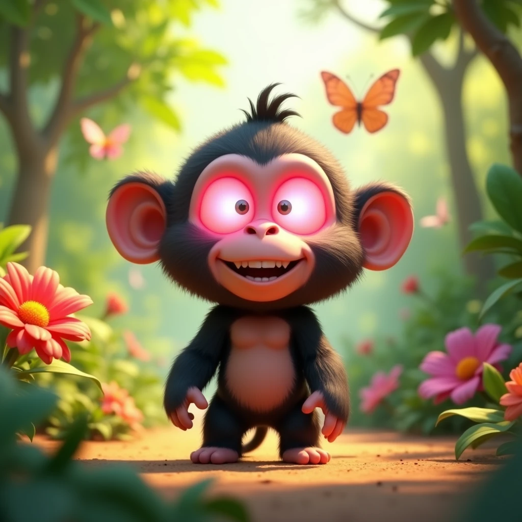 3D Animation、Child gorilla、Eyes are hearts、Facing forward、