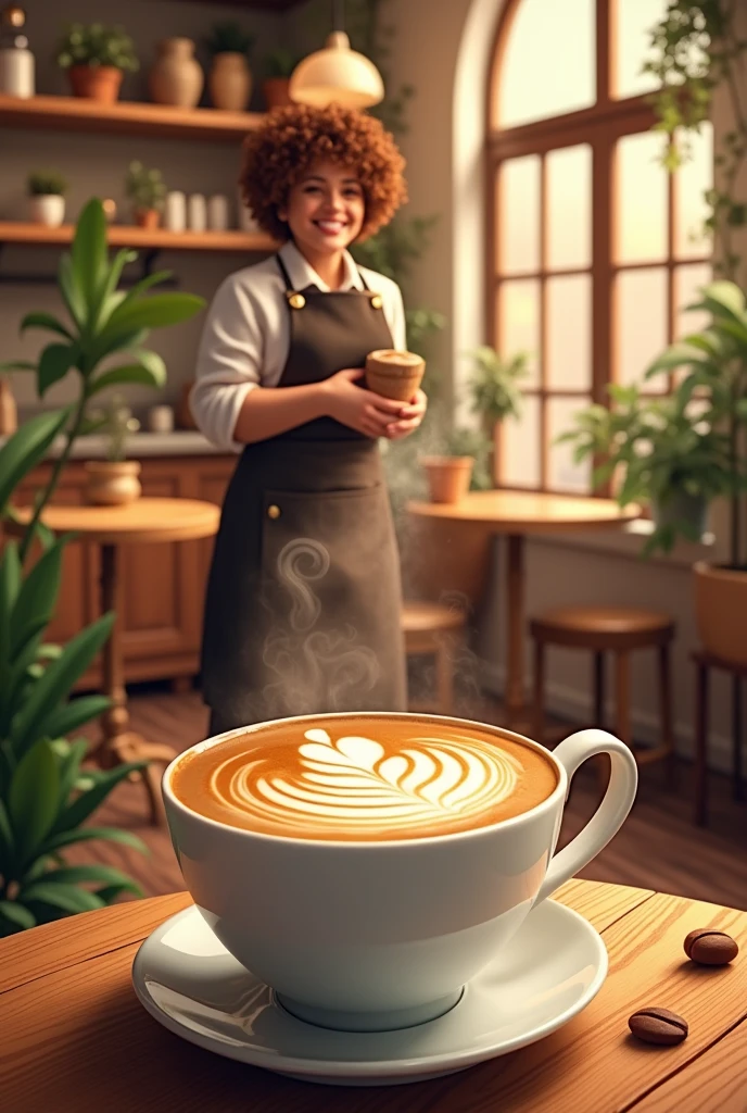 Create hd poster for Te amo Cafe Grand opening on 21th August with cuppuccino background