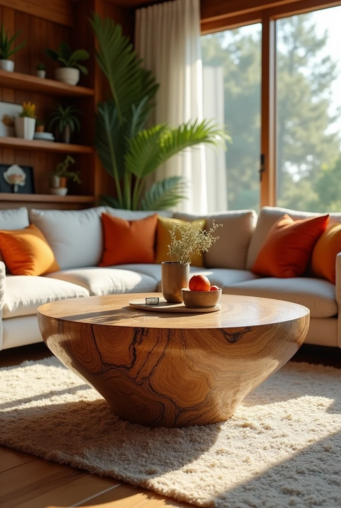 Hello, I would like to create an image of a coffee table for the living room made from recycled plastic combined with sawdust. 