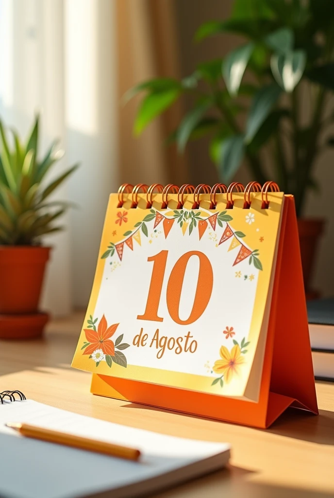  CALENDAR WITH THE DATE AUGUST 10 MARKED IN SPANISH
