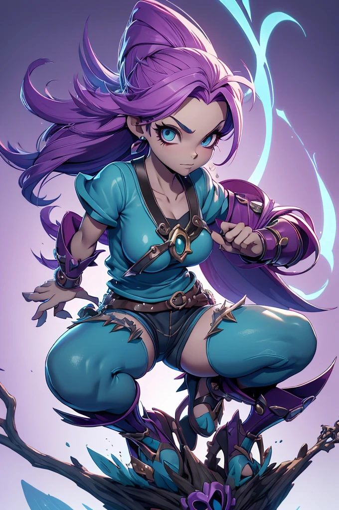 arvore estilo rayman legends, character estilo art rayman legends, girl and boy, corpo inteiro, ESTILO VIKING, acessórios gigantes,giant monster, big breats,Little bunny, (shorts),big breast, , sensuality, wizard