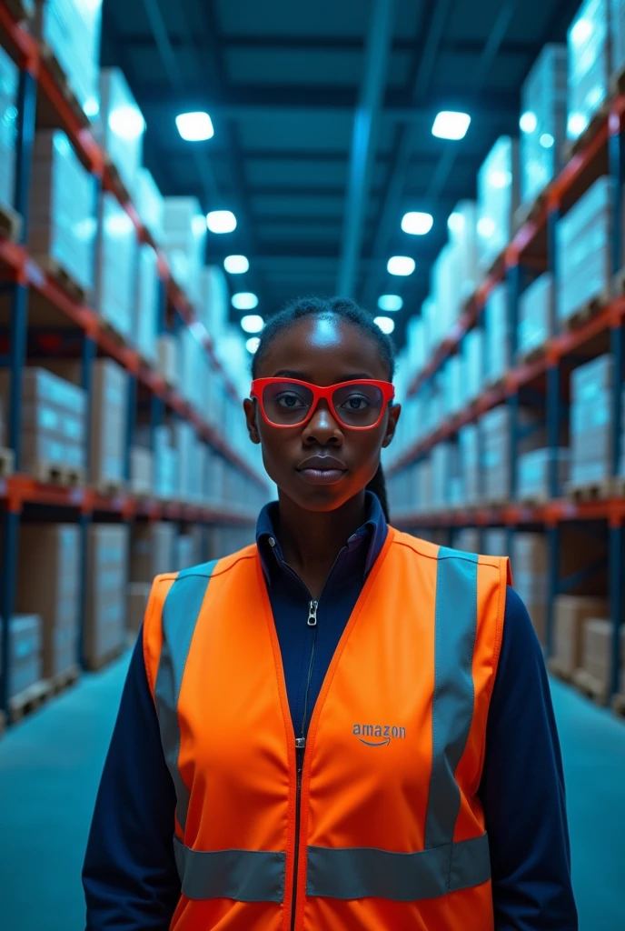 
Cover Concept:

setting: a black woman wearing an amazon area manager vest, operations manager, leading a group through a detailed scenario, setting is a large warehouse, blue lighting, red glasses

convey strength and leadership.