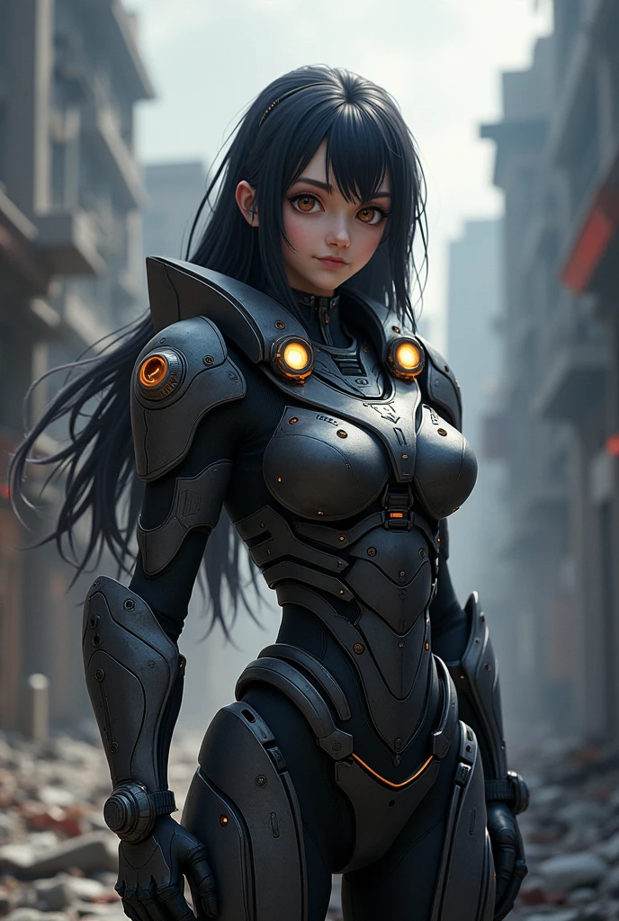 Crea a sylvie de la novela visual teaching feelings usando una armadura de gears of war 