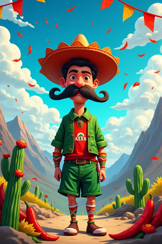 Chile with Mexican mustache and face