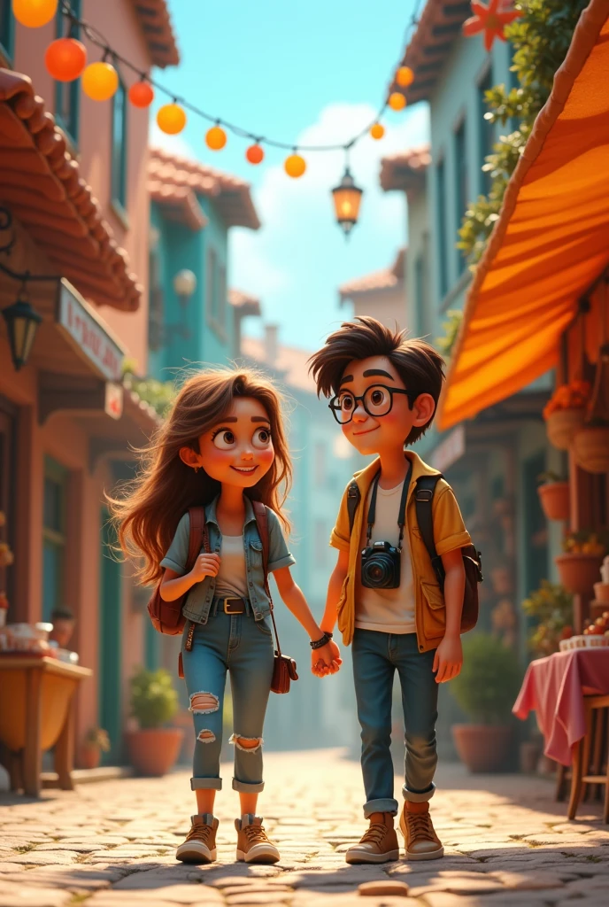 Realistic yet imaginative,Cartoon Characters,Clever lighting,Eco-friendly craftsmanship,Movie Stills,Embellishment,Romantic scene,whole body, Travelers holding cameras walk through the streets and alleys of a foreign country, Record this strange and beautiful world。
Picture style:电影感Ultra HD,Ultra HD,best quality,Ultra-high-detail image quality,8K resolution size 9:16