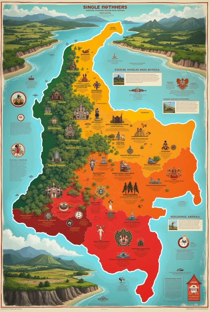 Map of single mothers in Colombia and their distribution by region