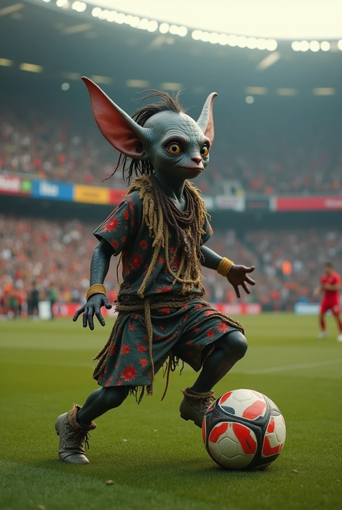 An ugly black elf winning a match against Cristiano Ronaldo