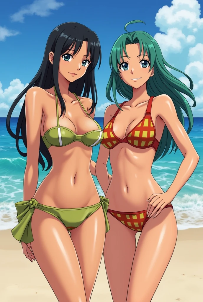 Nami from One Piece naked without a bra and without panties along with Robin naked without a bra and without panties