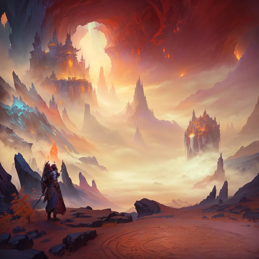 灵感来自Mark Simonetti, art style of Mark Simonetti, epic fantasy novel cover art, style of Mark Simonetti, Mark Simonetti. complex, Fantasy RPG Book Illustrations, 4k fantasy art, Detailed matte fantasy painting, Dungeons and Dragons Fantasy Art, d & d fantasy digital art，Background technology, Concept Art. Epic Landscapes, epic dreamlike Fantasy Landscape, World of Warcraft art style, painted as a game Concept Art, impressive Fantasy Landscape, Concept Art stunning atmosphere, Concept Art wallpaper 4k, high Fantasy Landscape, epic Fantasy Landscape, Fantasy Landscape