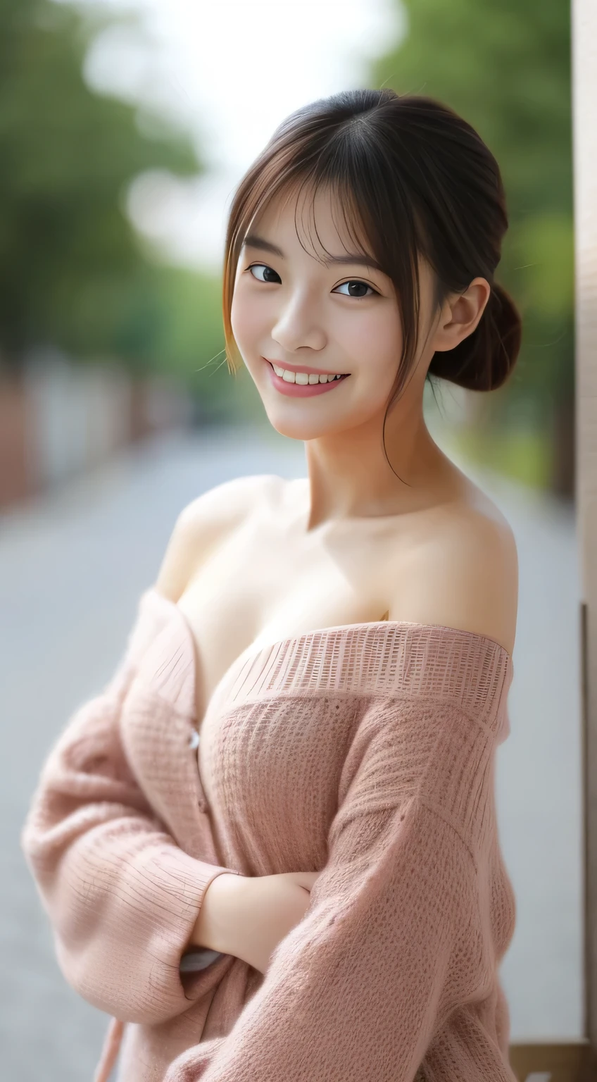 masterpiece,best quality,(Japanese girl),((Beautiful girl)),cleavage,(off shoulder:1.2),(perfect body beauty:1.2),(shy smile),From slightly above