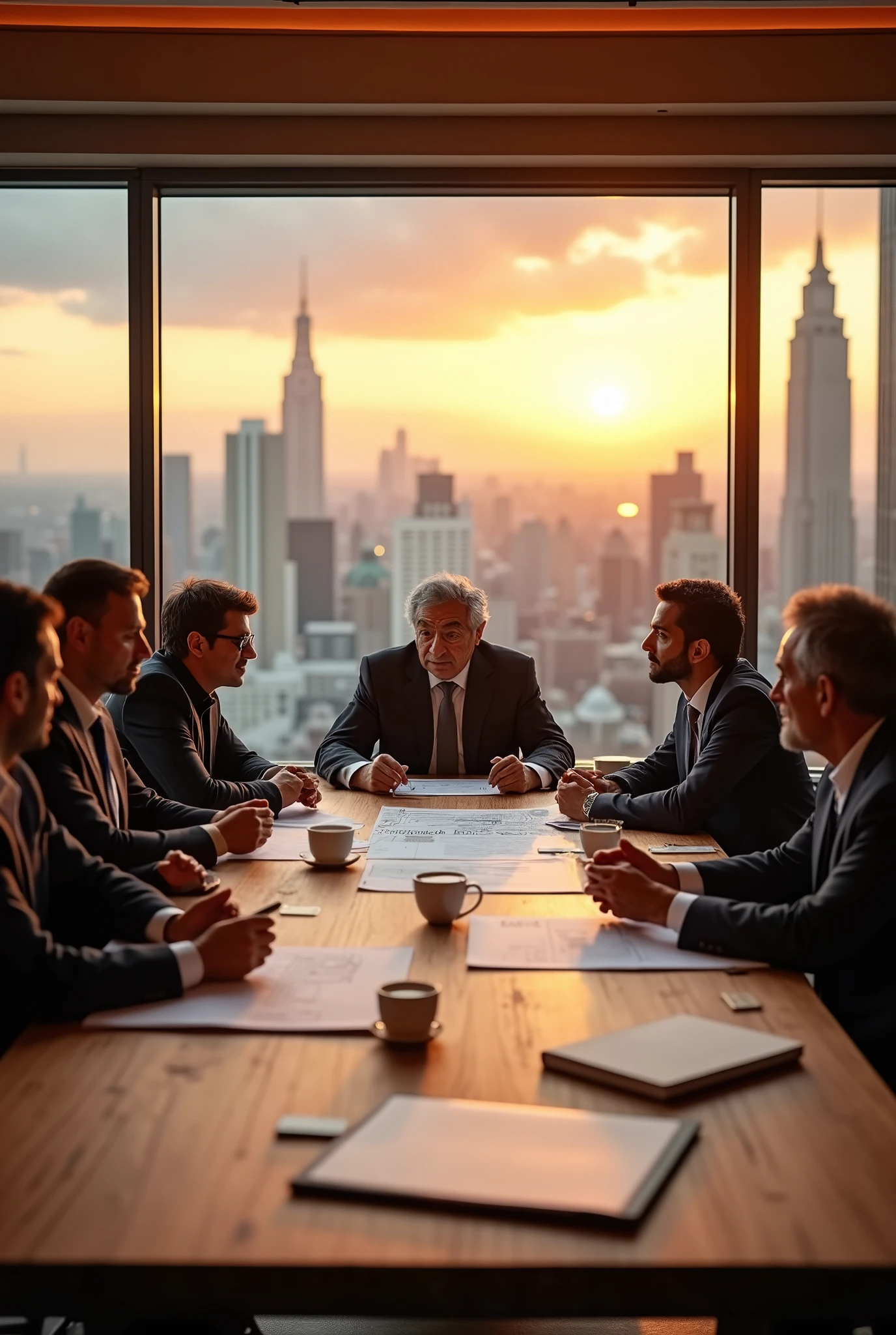 I would like an image of the architect Juan Sordo Madaleno with several Mexican architects at a meeting table 