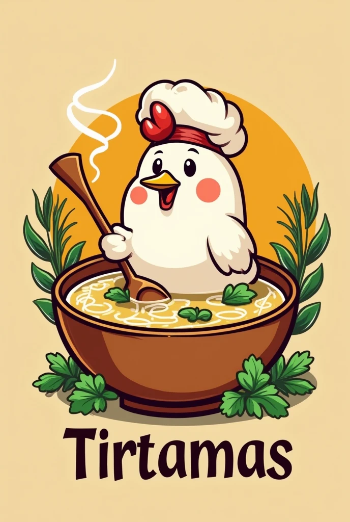 Make the logo for the Tirtamas shop have a chicken porridge theme