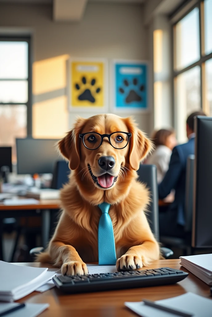 A dog that works hard in an office 