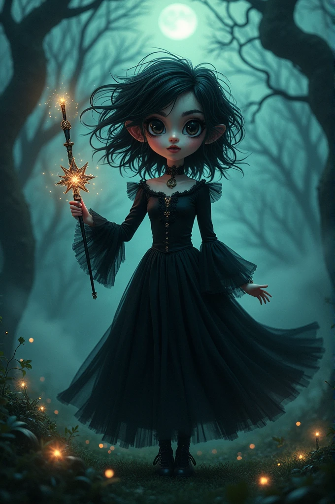 Sweet from the Powerpuff Girls cartoon, dressed as Bellatrix Lestrange from the Harry Potter movie