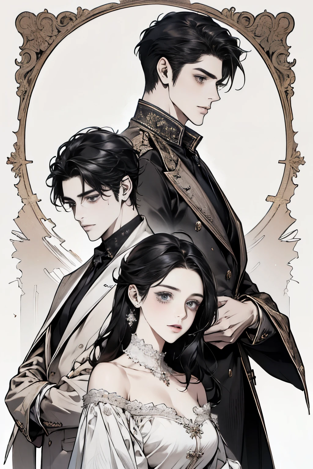 Beautiful and gentle ladies and handsome and cool men,Sweet atmosphere,Perfect face,bust,Back to Back,black hair black eyes,Perfect hands perfect face