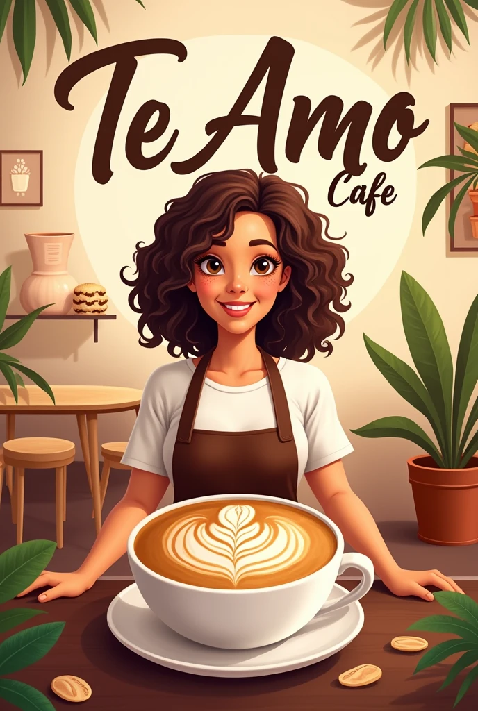 Create hd poster for Te amo Cafe grand opening on 21th August with cuppuccino background