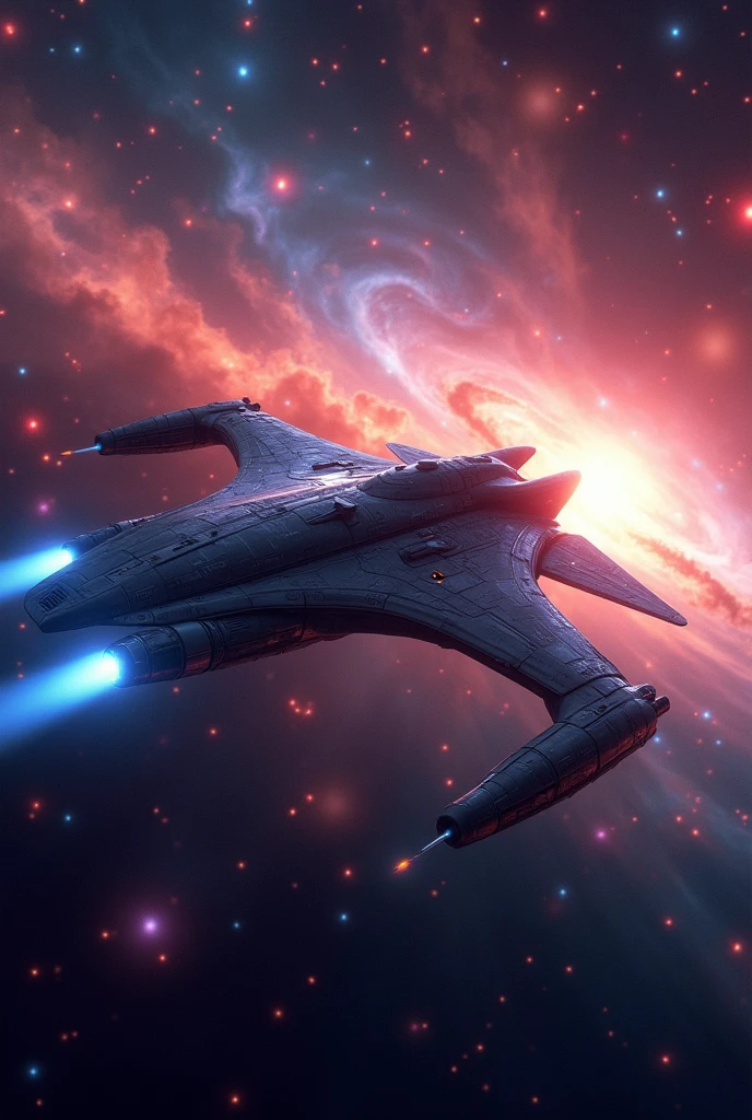 a small spacecraft traveling through the cosmos, sparkling stars, beautiful detailed spacecraft, extremely detailed stars and nebulae, cinematic lighting, dramatic atmosphere, vibrant colors, (best quality,4k,8k,highres,masterpiece:1.2),ultra-detailed,(realistic,photorealistic,photo-realistic:1.37),cinematic composition,stunning galaxy backdrop,dramatic lighting,glowing energy fields,dynamic camera angle