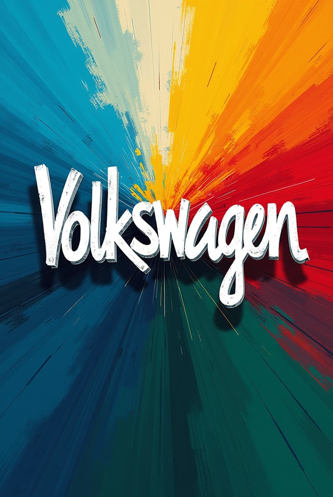 Volkswagen the letter spelled V O L K S W A G E N individually with white colours and no logo and colourful background