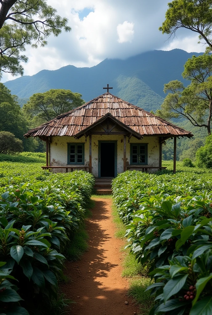 The house is older, a little more deteriorated by use and the background is more in tune with the nature of Costa Rica with the coffee plantation.