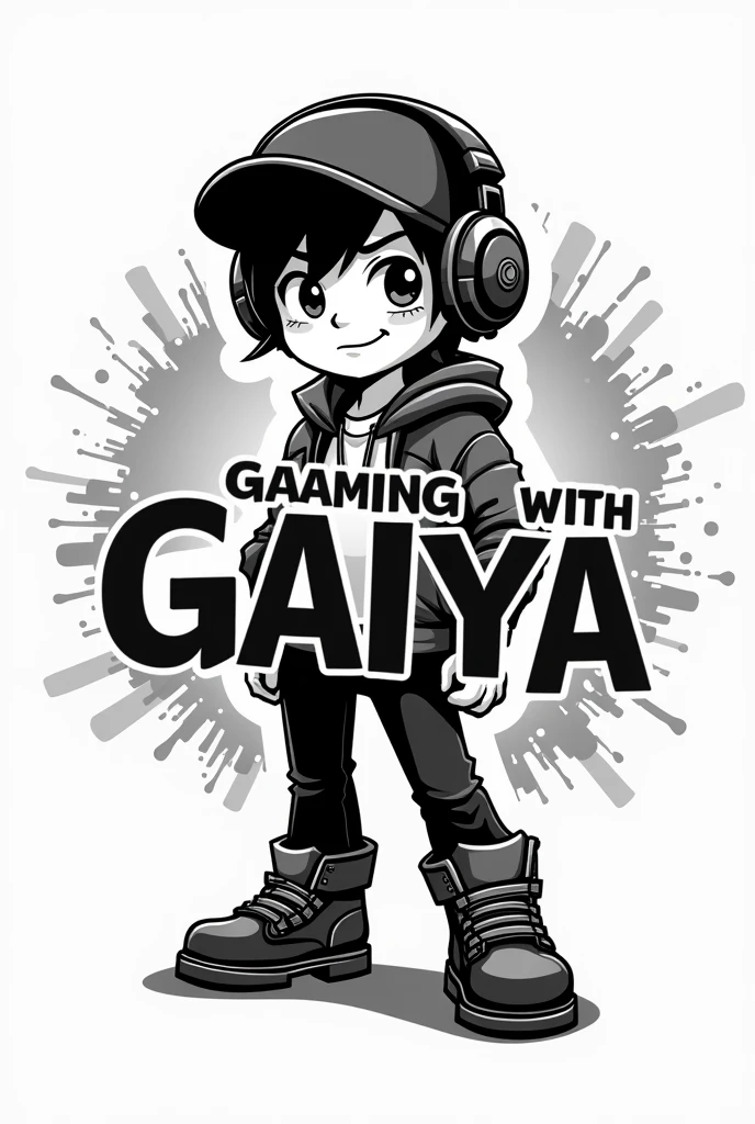 Youtube logo make Name is Gaming with Gaiya. Black and white. Boy