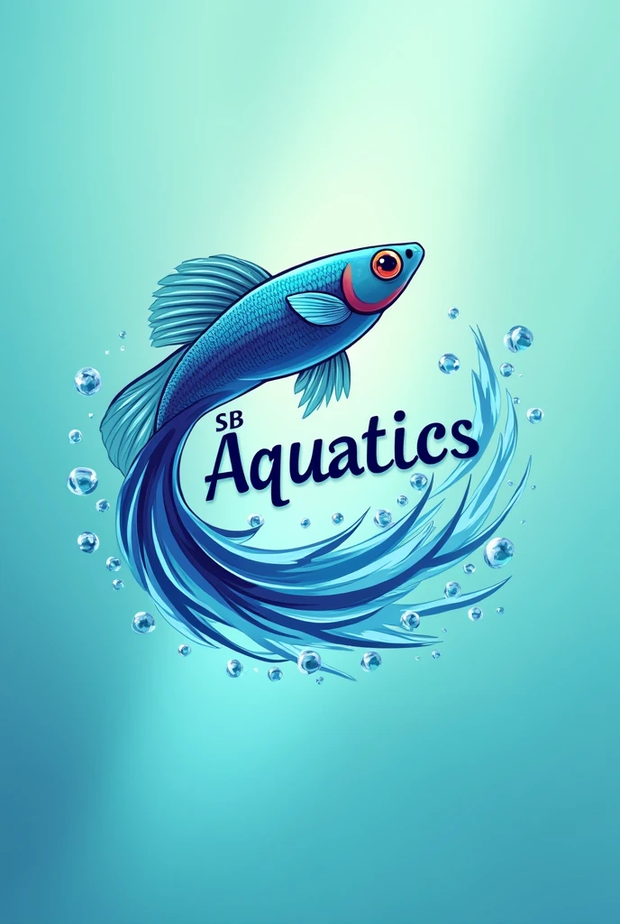 Logo for my fish farm name sb aquatics using with guppy fish with elegant font