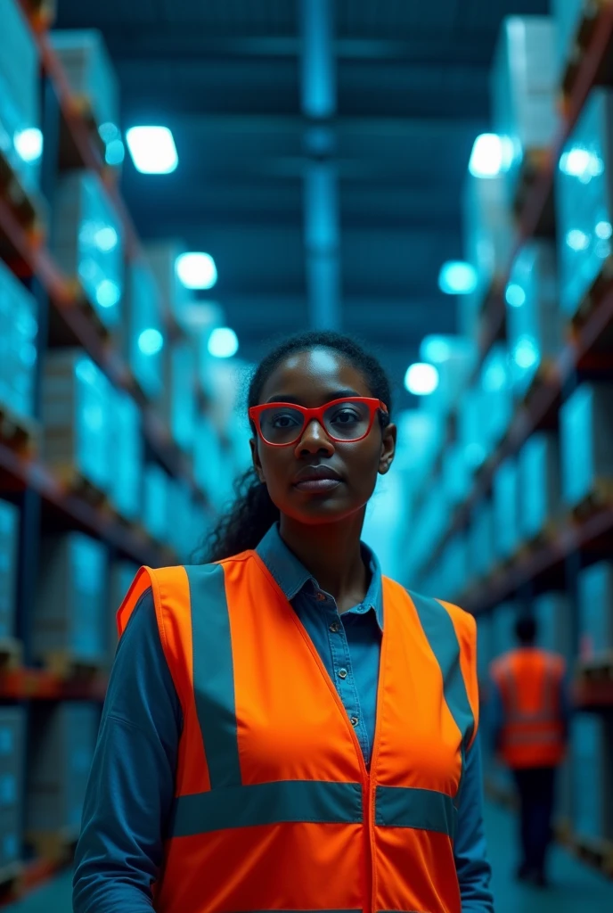 
Cover Concept:

setting: a black woman wearing a safety vest, operations manager, leading a group through a detailed scenario, setting is a large warehouse, blue lighting, red glasses

convey strength and leadership.