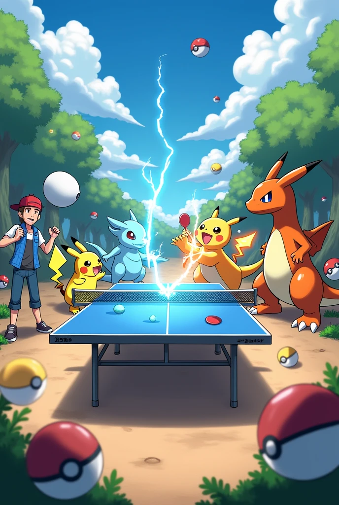 Ping pong table pokemon battle field style