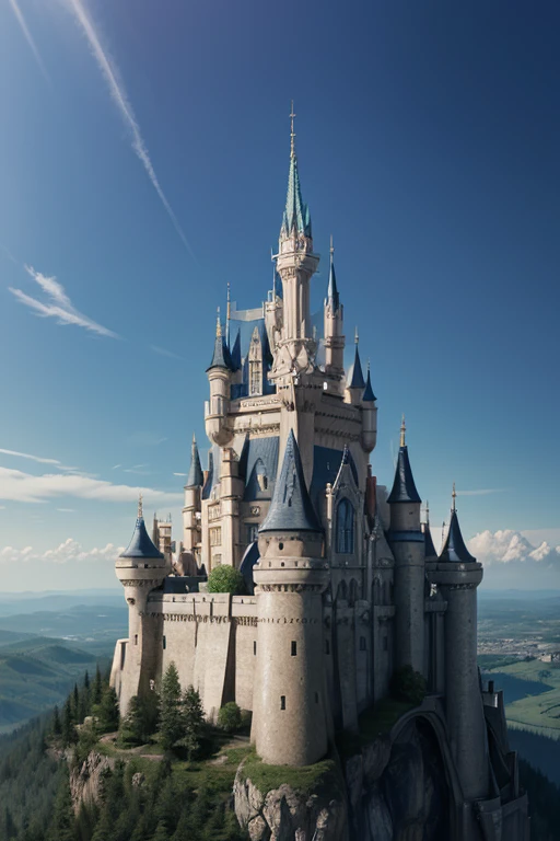 a giant castle made of technology in a super protected digital world